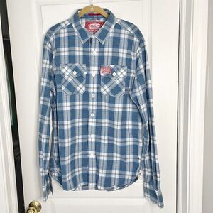 Superdry NWT Western Cowboy Country Farmer Cotton Check Collared Button Shirt